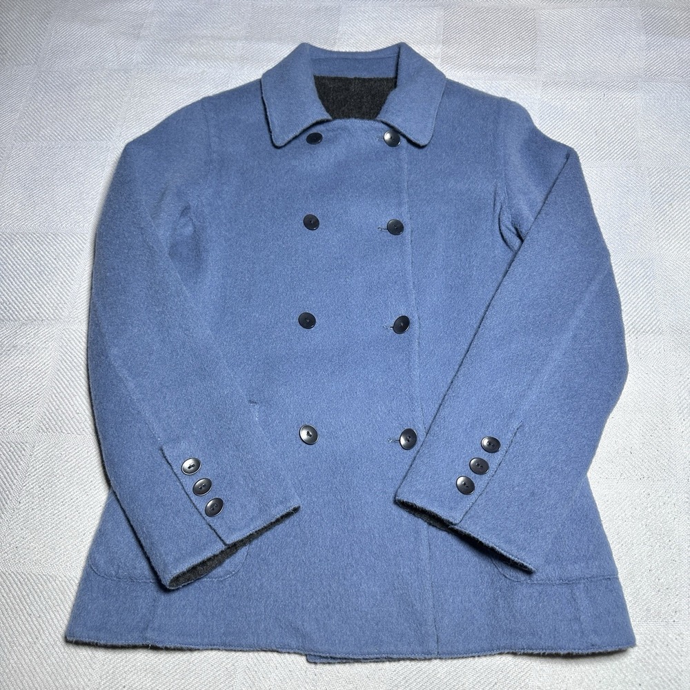J Jill Double Breasted Peacoat Womens XS Wool Alpaca Blend Reversible Coat‎